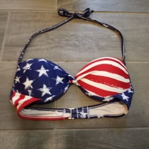 USA flag 4th of July push up bikini top sz M